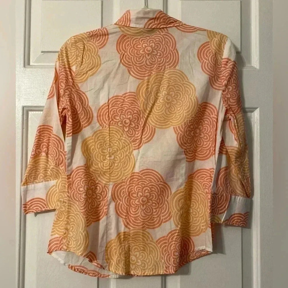 Express Design Studio Orange‎ Floral 100% Cotton Button Down Size S - Picture 5 of 8